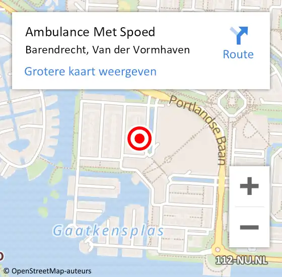 Locatie op kaart van de 112 melding: Ambulance Met Spoed Naar Barendrecht, Van der Vormhaven op 7 augustus 2023 03:39