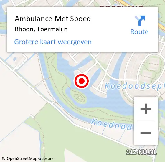 Locatie op kaart van de 112 melding: Ambulance Met Spoed Naar Rhoon, Toermalijn op 7 augustus 2023 04:36