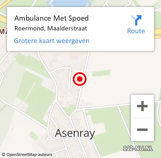 Locatie op kaart van de 112 melding: Ambulance Met Spoed Naar Roermond, Maalderstraat op 7 augustus 2023 04:38