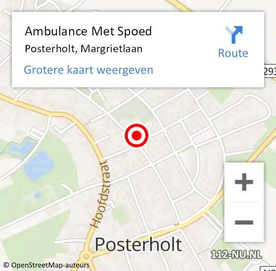 Locatie op kaart van de 112 melding: Ambulance Met Spoed Naar Posterholt, Margrietlaan op 7 augustus 2023 05:03