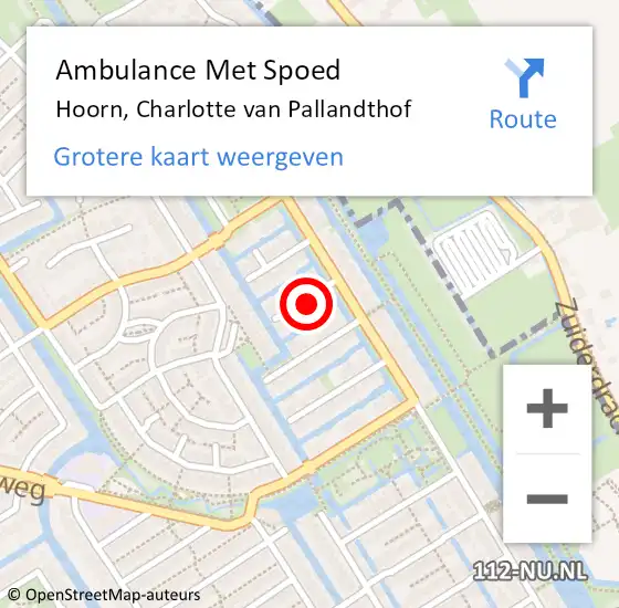 Locatie op kaart van de 112 melding: Ambulance Met Spoed Naar Hoorn, Charlotte van Pallandthof op 7 augustus 2023 06:02