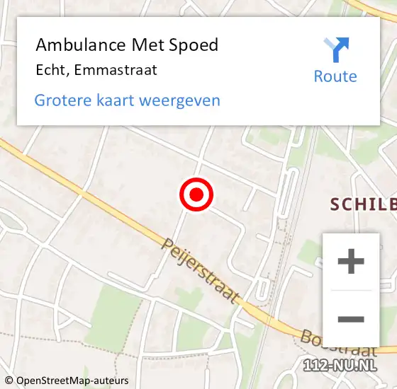 Locatie op kaart van de 112 melding: Ambulance Met Spoed Naar Echt, Emmastraat op 7 augustus 2023 06:14