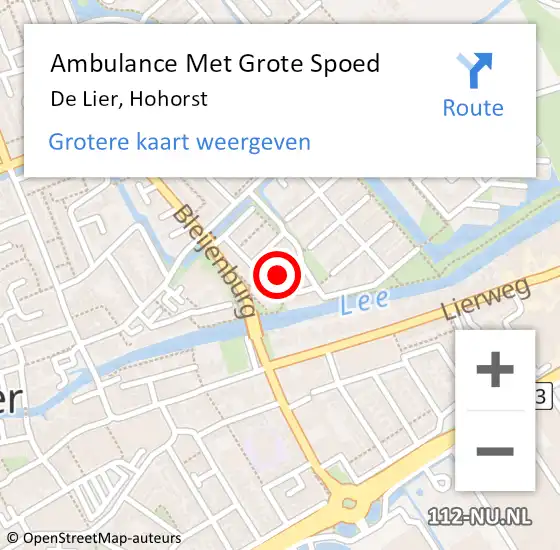 Locatie op kaart van de 112 melding: Ambulance Met Grote Spoed Naar De Lier, Hohorst op 7 augustus 2023 07:23