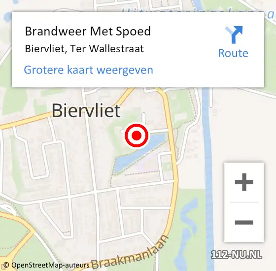 Locatie op kaart van de 112 melding: Brandweer Met Spoed Naar Biervliet, Ter Wallestraat op 7 augustus 2023 07:24