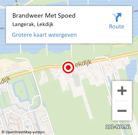 Locatie op kaart van de 112 melding: Brandweer Met Spoed Naar Langerak, Lekdijk op 13 oktober 2013 14:34