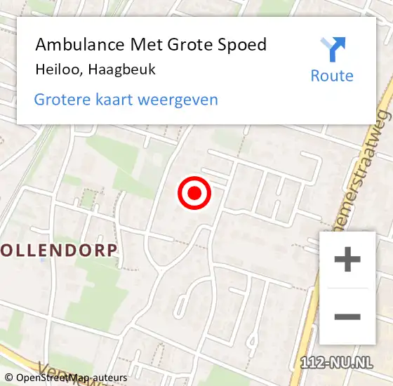Locatie op kaart van de 112 melding: Ambulance Met Grote Spoed Naar Heiloo, Haagbeuk op 7 augustus 2023 08:22