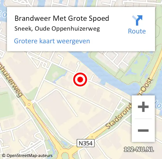 Locatie op kaart van de 112 melding: Brandweer Met Grote Spoed Naar Sneek, Oude Oppenhuizerweg op 7 augustus 2023 08:26