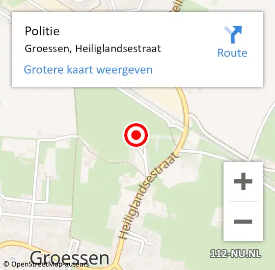Locatie op kaart van de 112 melding: Politie Groessen, Heiliglandsestraat op 7 augustus 2023 08:50