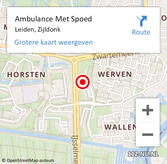 Locatie op kaart van de 112 melding: Ambulance Met Spoed Naar Leiden, Zijldonk op 7 augustus 2023 09:09