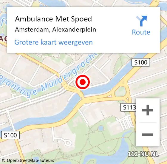 Locatie op kaart van de 112 melding: Ambulance Met Spoed Naar Amsterdam, Alexanderplein op 7 augustus 2023 09:15