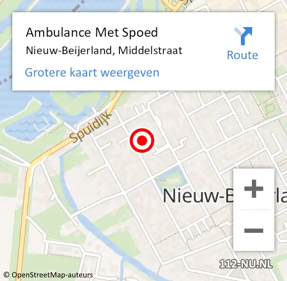 Locatie op kaart van de 112 melding: Ambulance Met Spoed Naar Nieuw-Beijerland, Middelstraat op 7 augustus 2023 09:34