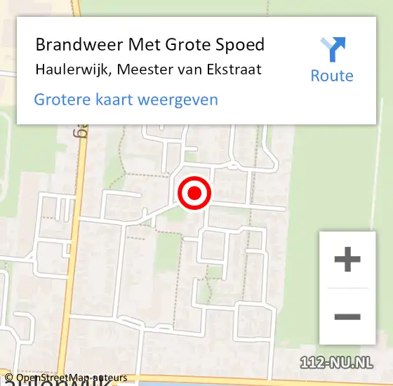 Locatie op kaart van de 112 melding: Brandweer Met Grote Spoed Naar Haulerwijk, Meester van Ekstraat op 7 augustus 2023 09:50