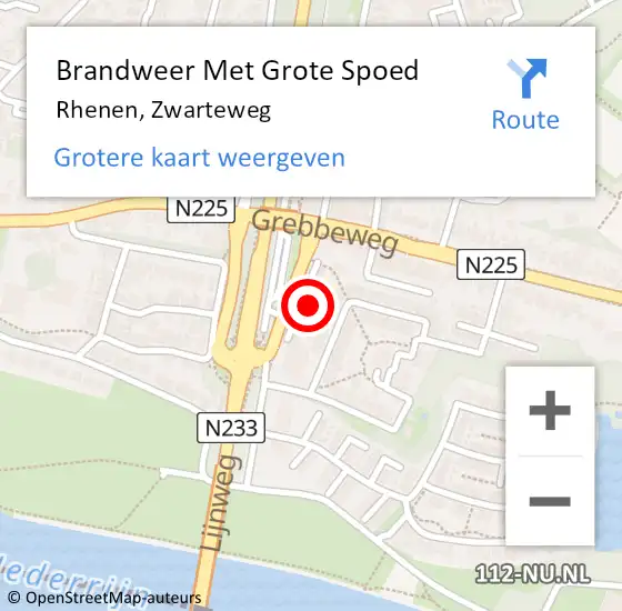 Locatie op kaart van de 112 melding: Brandweer Met Grote Spoed Naar Rhenen, Zwarteweg op 7 augustus 2023 10:59