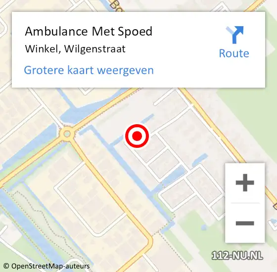 Locatie op kaart van de 112 melding: Ambulance Met Spoed Naar Winkel, Wilgenstraat op 7 augustus 2023 11:23