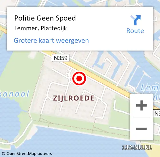Locatie op kaart van de 112 melding: Politie Geen Spoed Naar Lemmer, Plattedijk op 7 augustus 2023 11:48