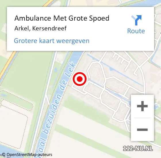 Locatie op kaart van de 112 melding: Ambulance Met Grote Spoed Naar Arkel, Kersendreef op 7 augustus 2023 12:12