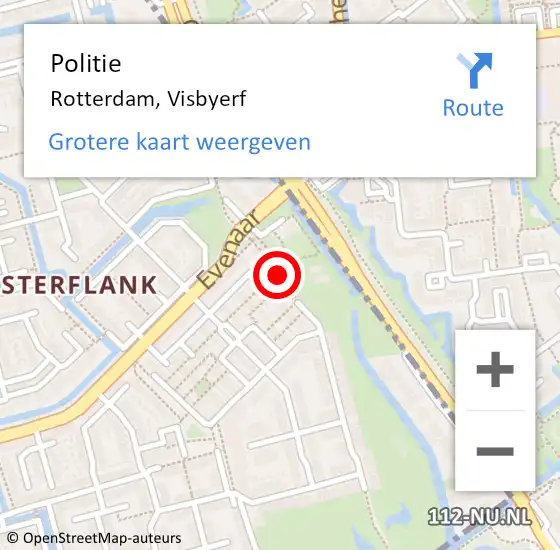 Locatie op kaart van de 112 melding: Politie Rotterdam, Visbyerf op 7 augustus 2023 12:15