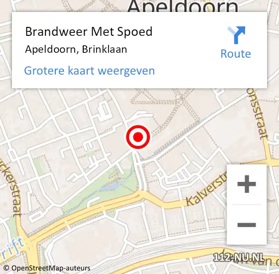 Locatie op kaart van de 112 melding: Brandweer Met Spoed Naar Apeldoorn, Brinklaan op 7 augustus 2023 12:42