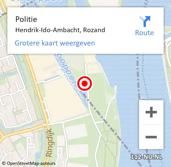 Locatie op kaart van de 112 melding: Politie Hendrik-Ido-Ambacht, Rozand op 7 augustus 2023 12:45