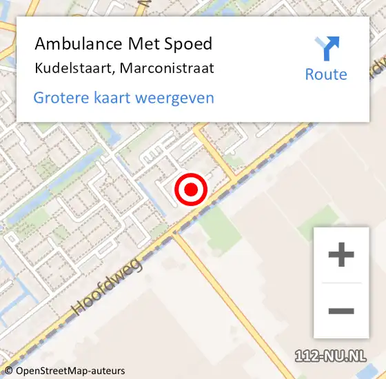 Locatie op kaart van de 112 melding: Ambulance Met Spoed Naar Kudelstaart, Marconistraat op 7 augustus 2023 12:46