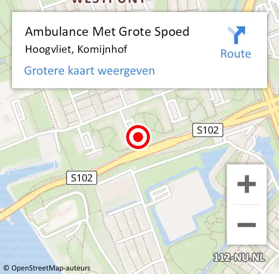 Locatie op kaart van de 112 melding: Ambulance Met Grote Spoed Naar Hoogvliet, Komijnhof op 7 augustus 2023 12:49