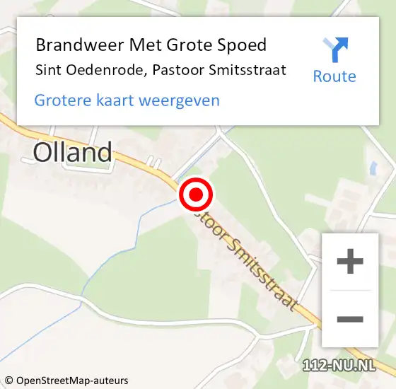 Locatie op kaart van de 112 melding: Brandweer Met Grote Spoed Naar Sint Oedenrode, Pastoor Smitsstraat op 7 augustus 2023 13:20