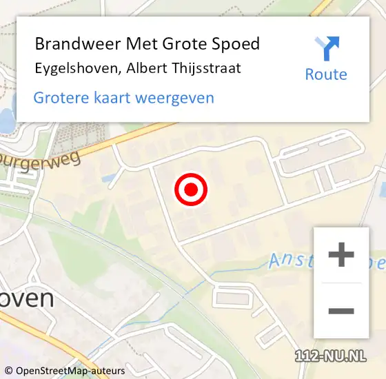 Locatie op kaart van de 112 melding: Brandweer Met Grote Spoed Naar Eygelshoven, Albert Thijsstraat op 7 augustus 2023 13:46