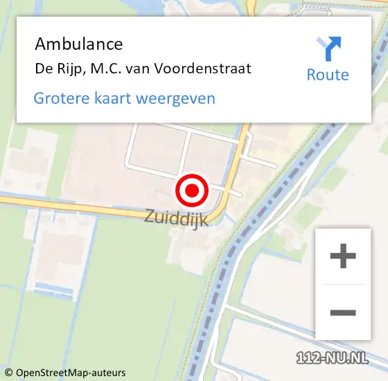 Locatie op kaart van de 112 melding: Ambulance De Rijp, M.C. van Voordenstraat op 7 augustus 2023 14:25