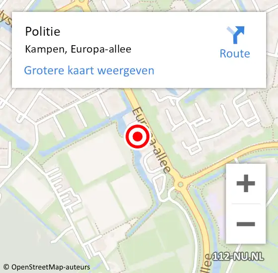 Locatie op kaart van de 112 melding: Politie Kampen, Europa-allee op 7 augustus 2023 15:04