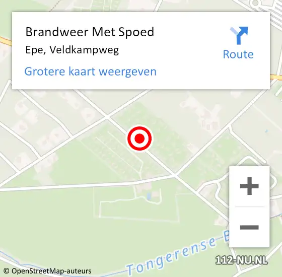 Locatie op kaart van de 112 melding: Brandweer Met Spoed Naar Epe, Veldkampweg op 7 augustus 2023 15:08