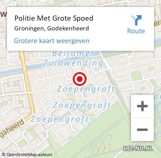 Locatie op kaart van de 112 melding: Politie Met Grote Spoed Naar Groningen, Godekenheerd op 7 augustus 2023 15:08