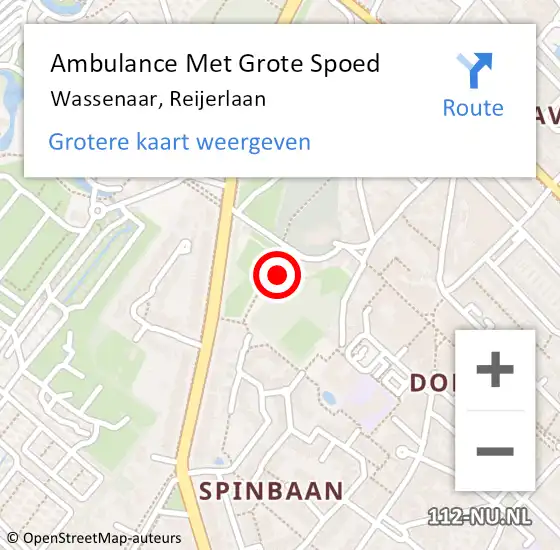 Locatie op kaart van de 112 melding: Ambulance Met Grote Spoed Naar Wassenaar, Reijerlaan op 7 augustus 2023 15:21