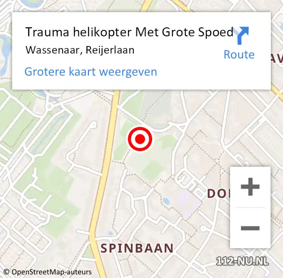 Locatie op kaart van de 112 melding: Trauma helikopter Met Grote Spoed Naar Wassenaar, Reijerlaan op 7 augustus 2023 15:22