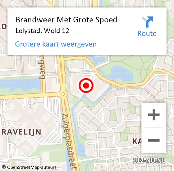 Locatie op kaart van de 112 melding: Brandweer Met Grote Spoed Naar Lelystad, Wold 12 op 7 augustus 2023 15:46