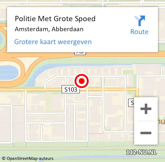 Locatie op kaart van de 112 melding: Politie Met Grote Spoed Naar Amsterdam, Abberdaan op 7 augustus 2023 15:54