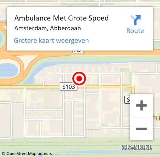 Locatie op kaart van de 112 melding: Ambulance Met Grote Spoed Naar Amsterdam, Abberdaan op 7 augustus 2023 15:55