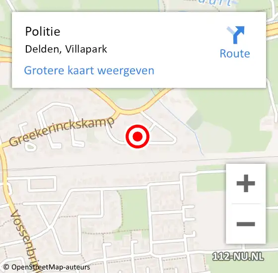 Locatie op kaart van de 112 melding: Politie Delden, Villapark op 7 augustus 2023 16:20