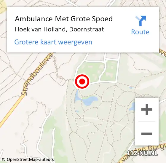 Locatie op kaart van de 112 melding: Ambulance Met Grote Spoed Naar Hoek van Holland, Doornstraat op 7 augustus 2023 16:24