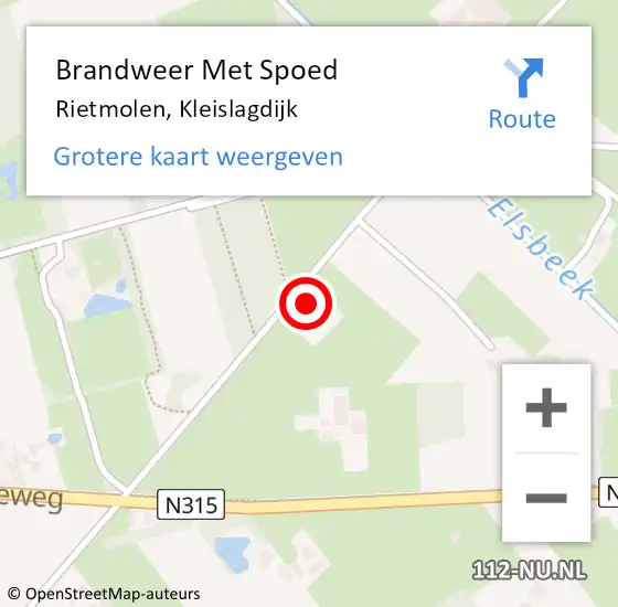 Locatie op kaart van de 112 melding: Brandweer Met Spoed Naar Rietmolen, Kleislagdijk op 7 augustus 2023 16:56