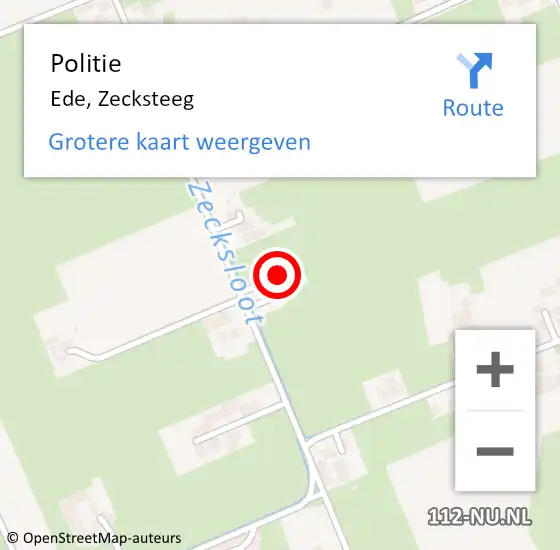 Locatie op kaart van de 112 melding: Politie Ede, Zecksteeg op 7 augustus 2023 16:58