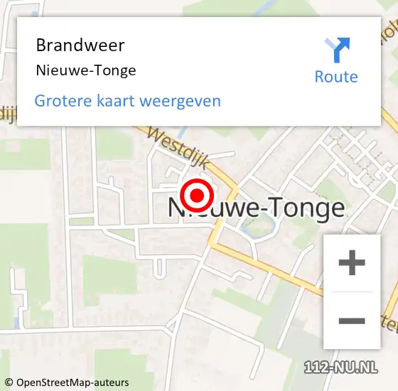 Locatie op kaart van de 112 melding: Brandweer Nieuwe-Tonge op 7 augustus 2023 17:21
