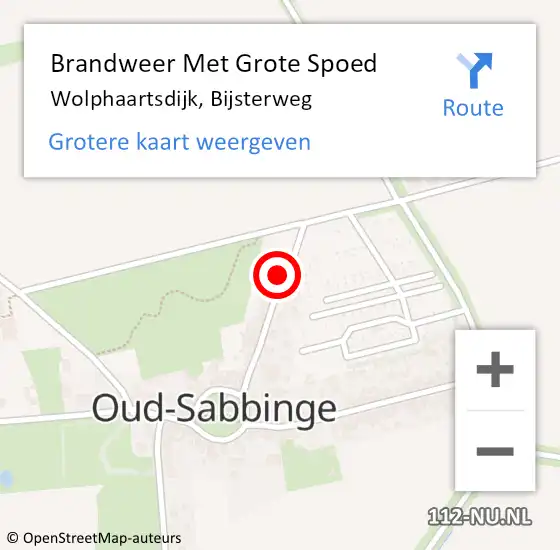 Locatie op kaart van de 112 melding: Brandweer Met Grote Spoed Naar Wolphaartsdijk, Bijsterweg op 7 augustus 2023 18:01