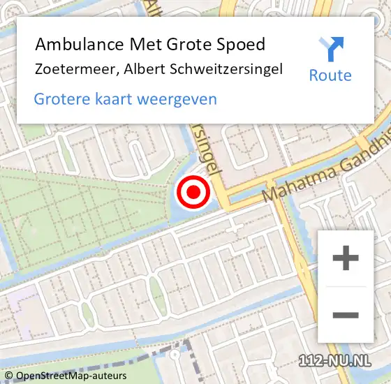 Locatie op kaart van de 112 melding: Ambulance Met Grote Spoed Naar Zoetermeer, Albert Schweitzersingel op 7 augustus 2023 18:51