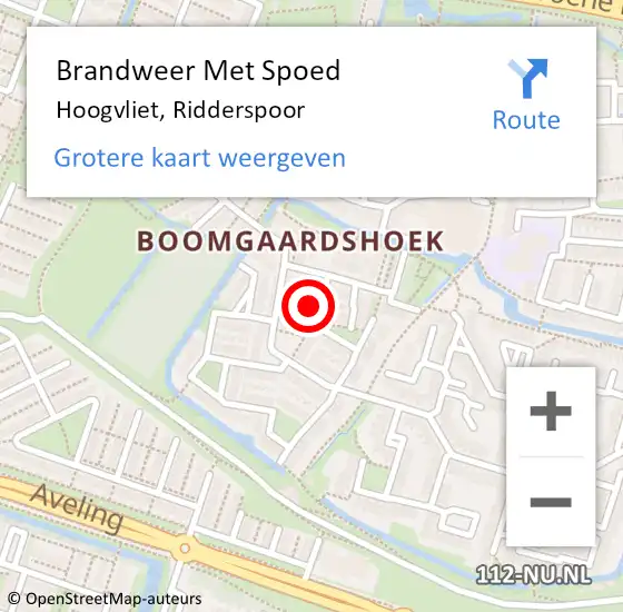 Locatie op kaart van de 112 melding: Brandweer Met Spoed Naar Hoogvliet, Ridderspoor op 7 augustus 2023 19:00