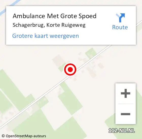 Locatie op kaart van de 112 melding: Ambulance Met Grote Spoed Naar Schagerbrug, Korte Ruigeweg op 7 augustus 2023 19:19