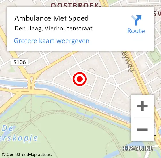 Locatie op kaart van de 112 melding: Ambulance Met Spoed Naar Den Haag, Vierhoutenstraat op 7 augustus 2023 19:35