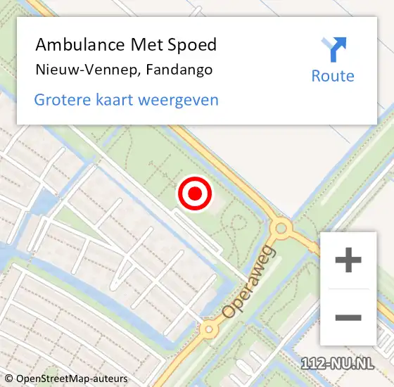 Locatie op kaart van de 112 melding: Ambulance Met Spoed Naar Nieuw-Vennep, Fandango op 7 augustus 2023 19:42