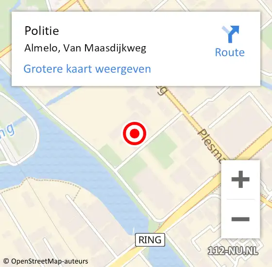 Locatie op kaart van de 112 melding: Politie Almelo, Van Maasdijkweg op 7 augustus 2023 20:08