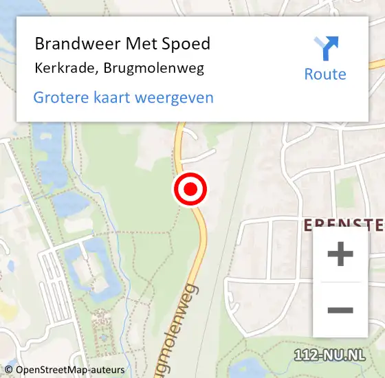 Locatie op kaart van de 112 melding: Brandweer Met Spoed Naar Kerkrade, Brugmolenweg op 7 augustus 2023 20:16