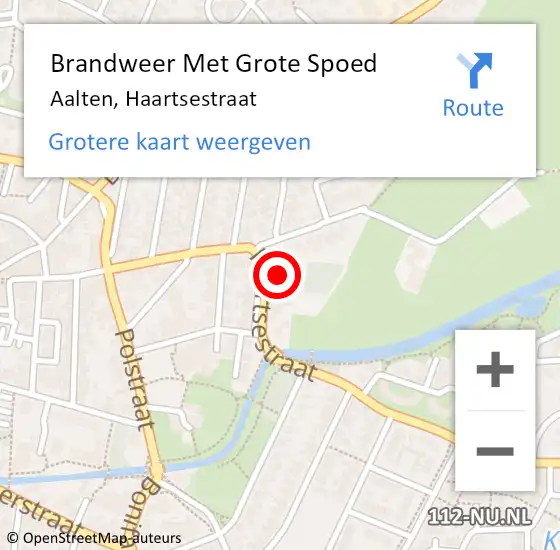 Locatie op kaart van de 112 melding: Brandweer Met Grote Spoed Naar Aalten, Haartsestraat op 7 augustus 2023 20:20